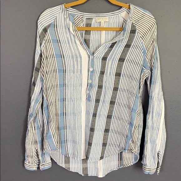 Lucky Brand Tops - Lucky Brand I Long Sleeve Half Button Blouse Med